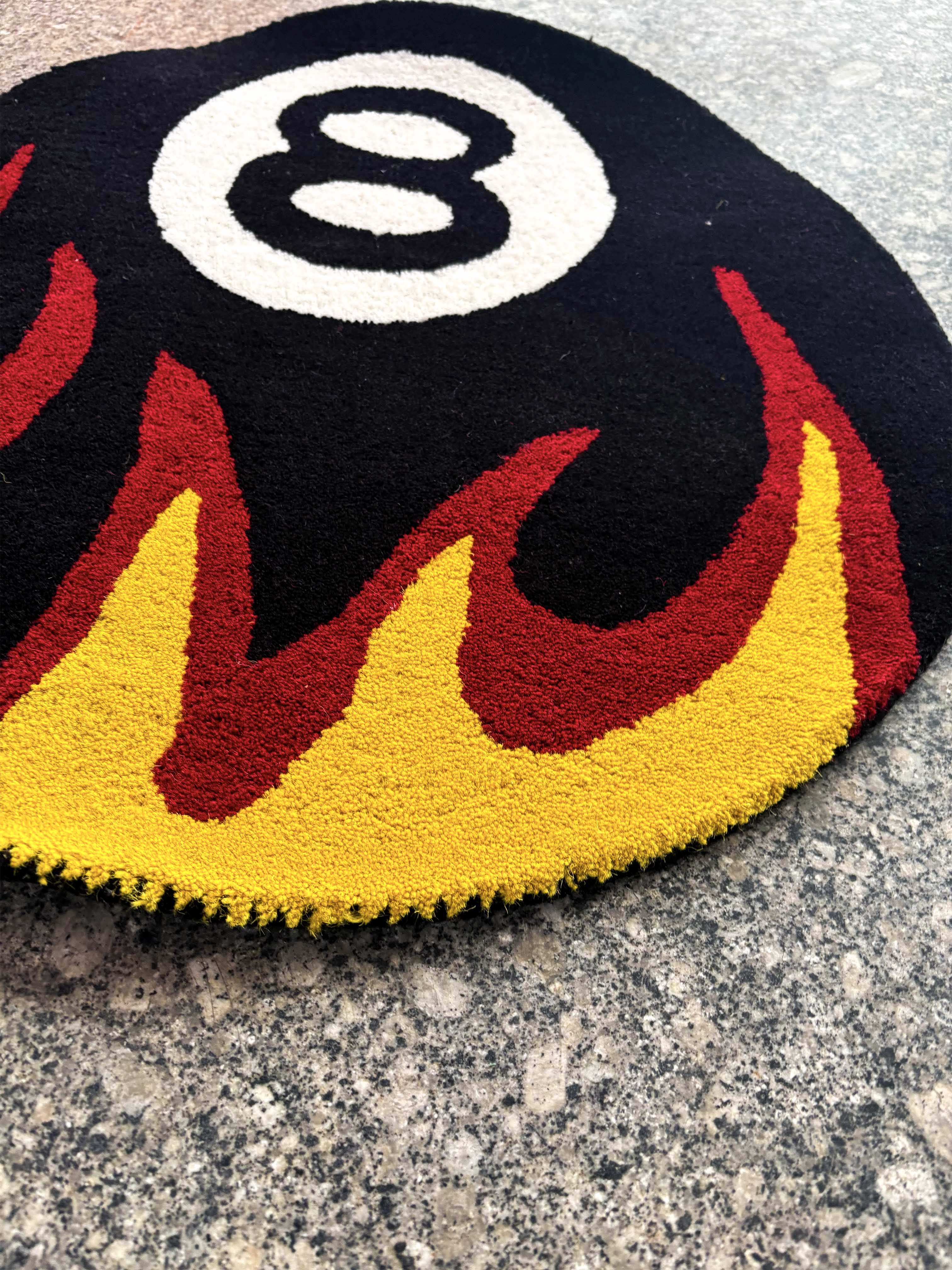 8 Ball Fire Tufted Custom Rug - Image 3