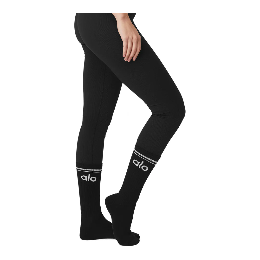 alo Women's Throwback Barre Sock - Black/White - Image 3