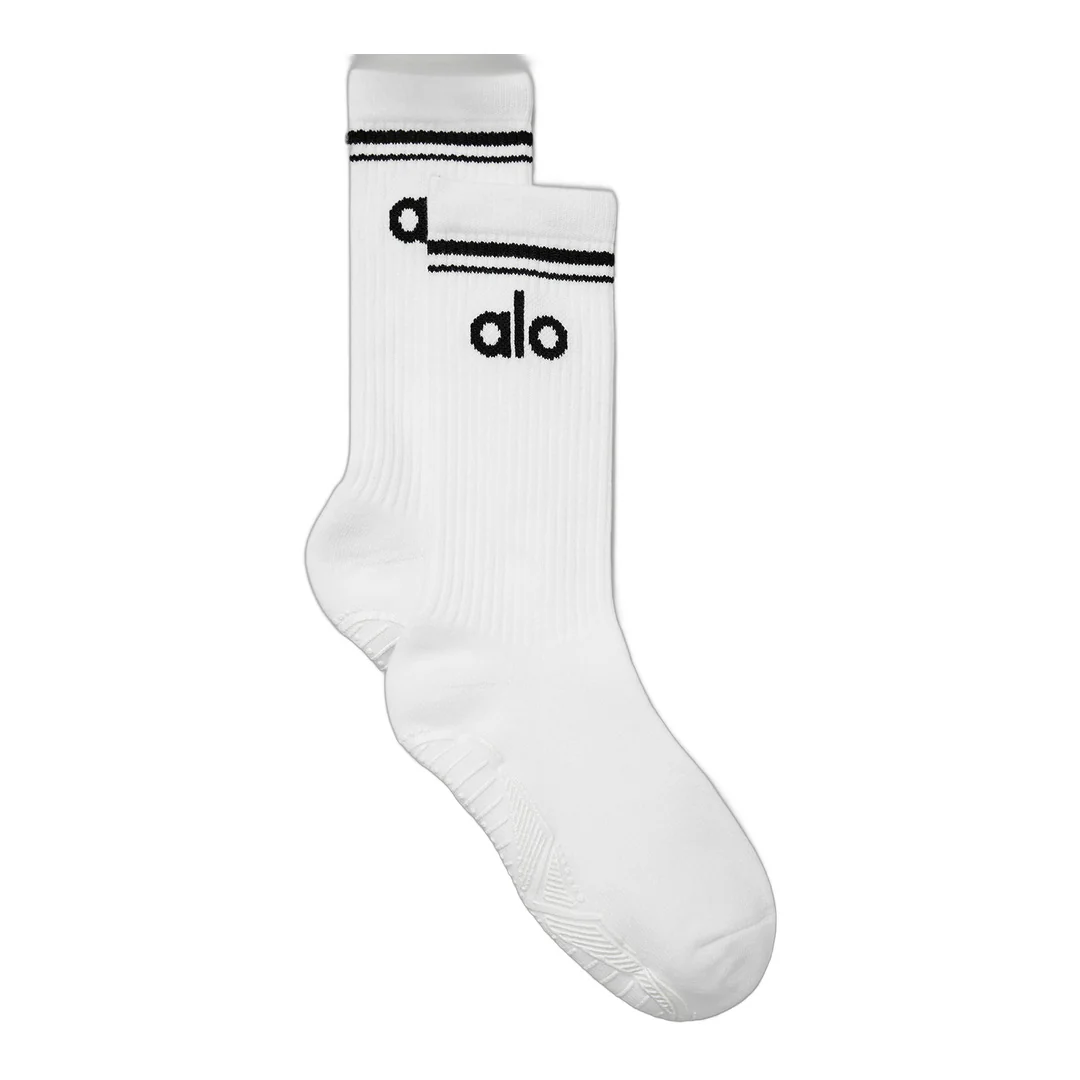 alo Women's Throwback Barre Sock - White/Black