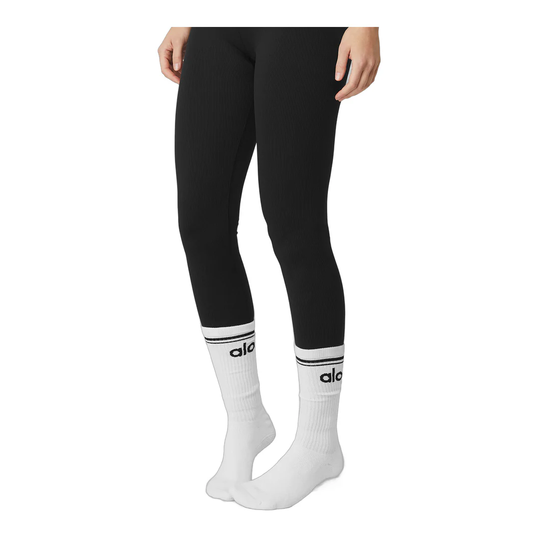 alo Women's Throwback Barre Sock - White/Black - Image 3