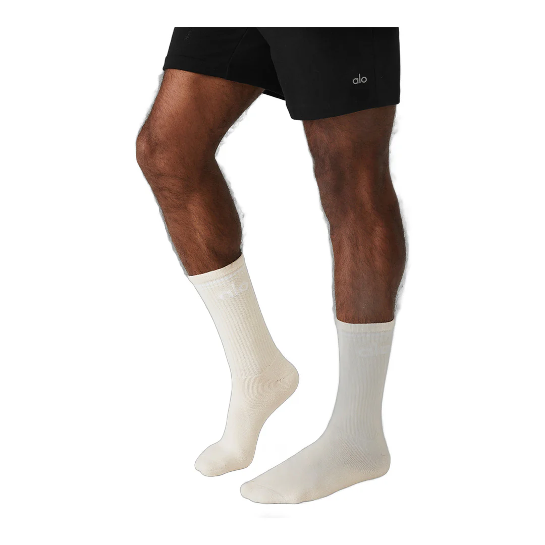 alo Unisex Throwback Sock - Bone/White - Image 2