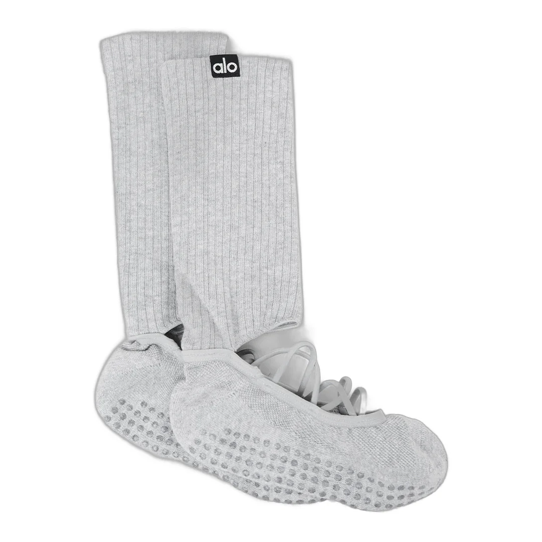 alo Women's Strappy Siren Grip Sock - Athletic Heather Grey - Image 2