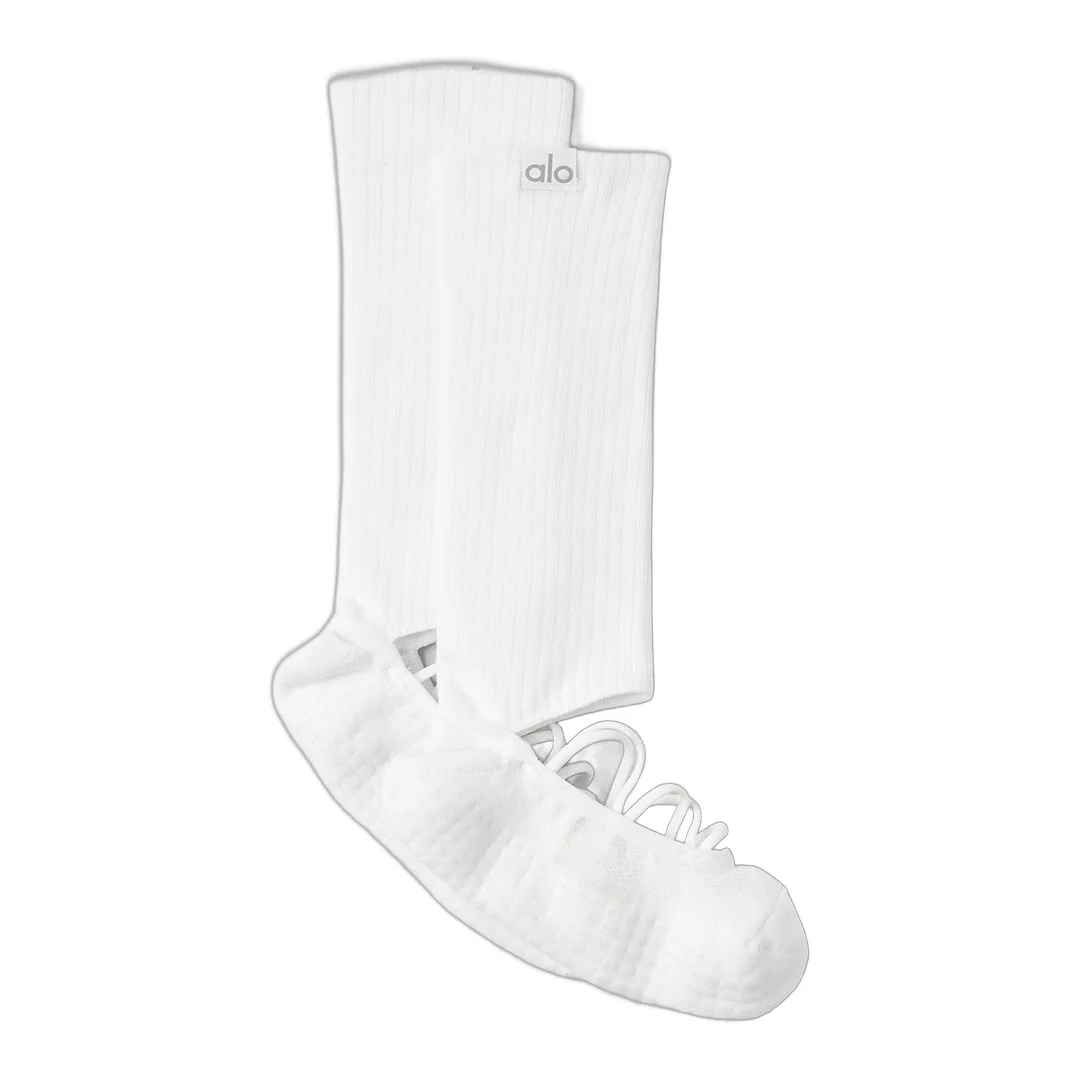 alo Women's Strappy Siren Grip Sock - White - Image 3