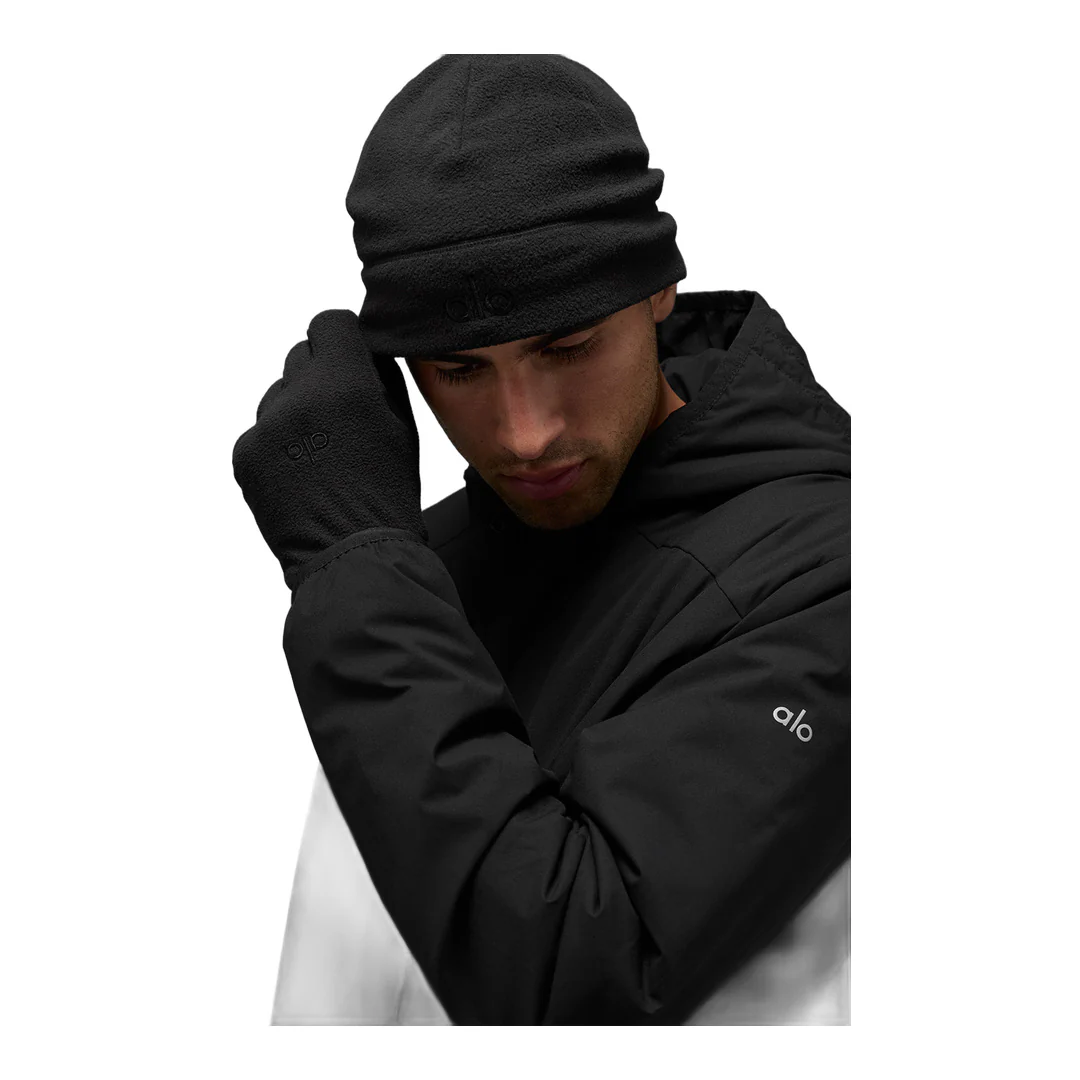 alo Performance Fleece Gloves - Black/Black - Image 2