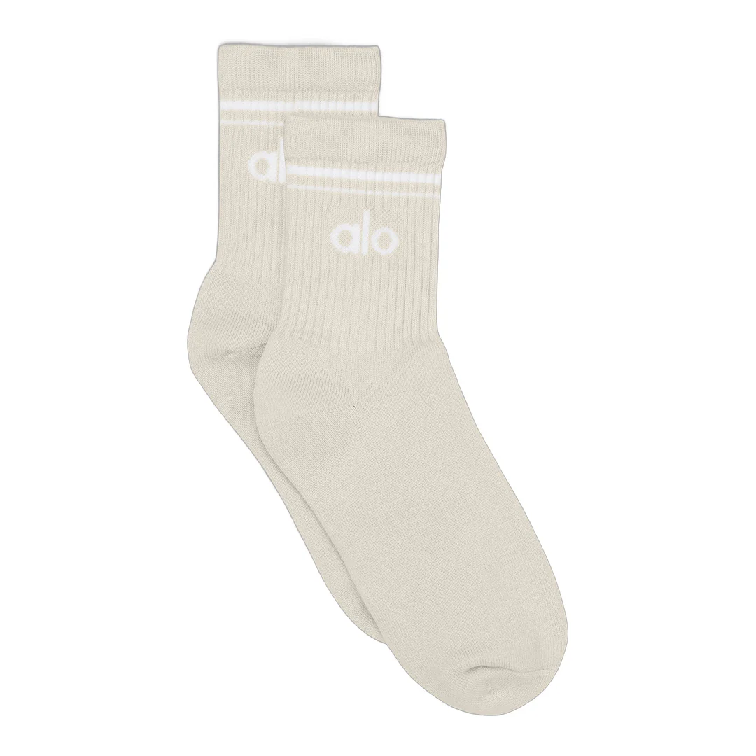 alo Unisex Half-Crew Throwback Sock - Bone/White