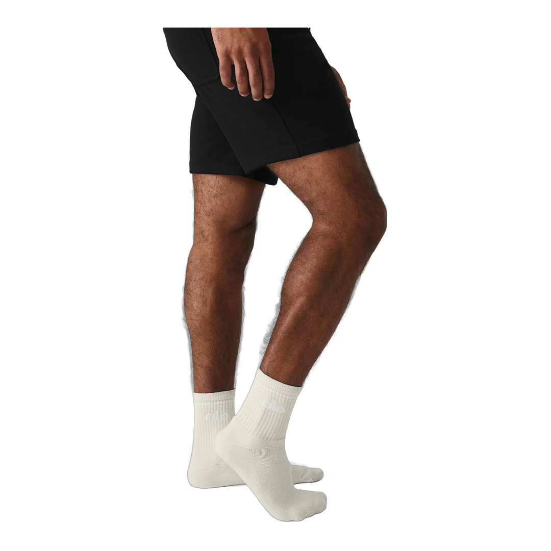 alo Unisex Half-Crew Throwback Sock - Bone/White - Image 2
