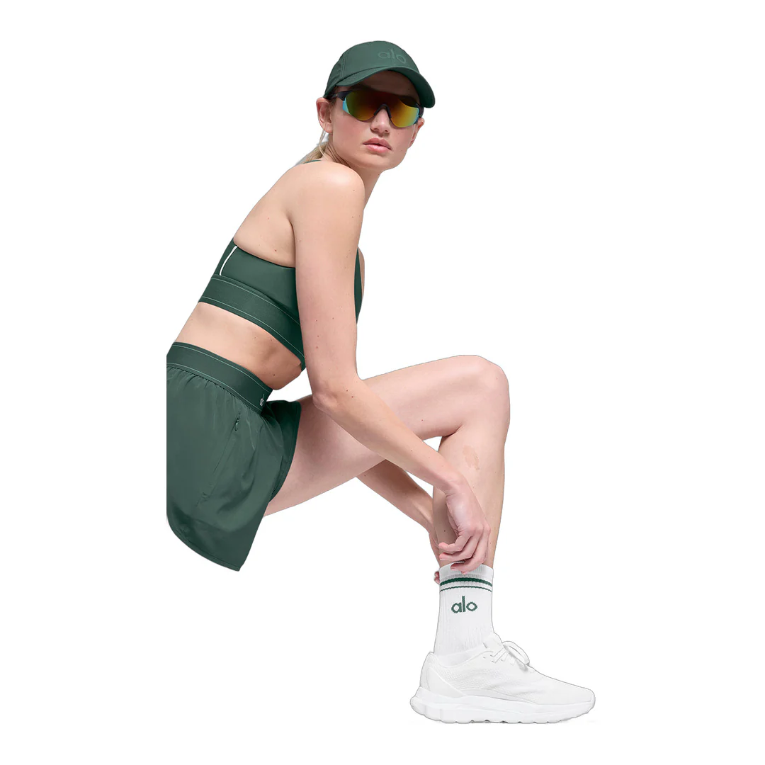 alo Unisex Half-Crew Throwback Sock - White/Clover Green - Image 2
