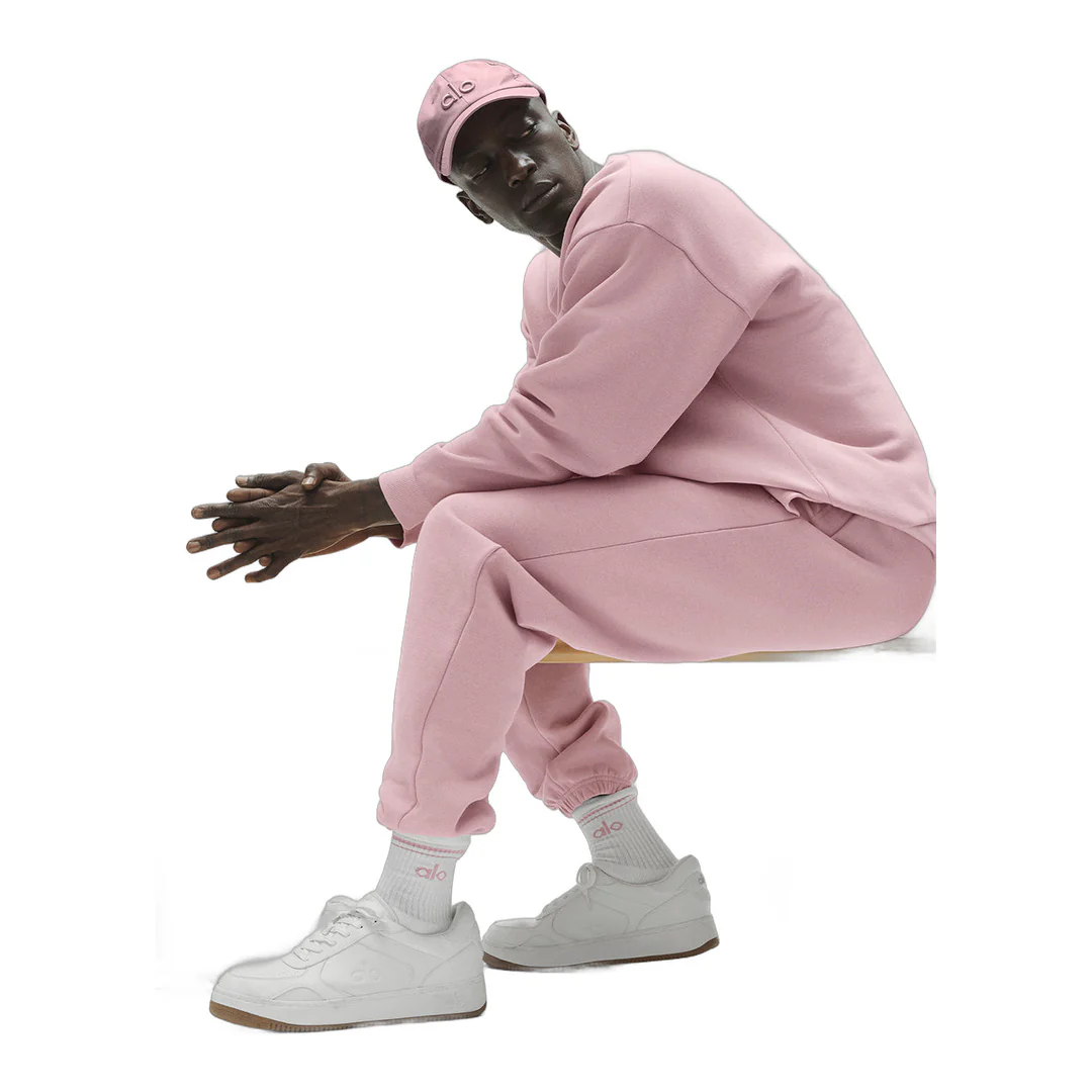 alo Unisex Half-Crew Throwback Sock - White/Vintage Pink - Image 3