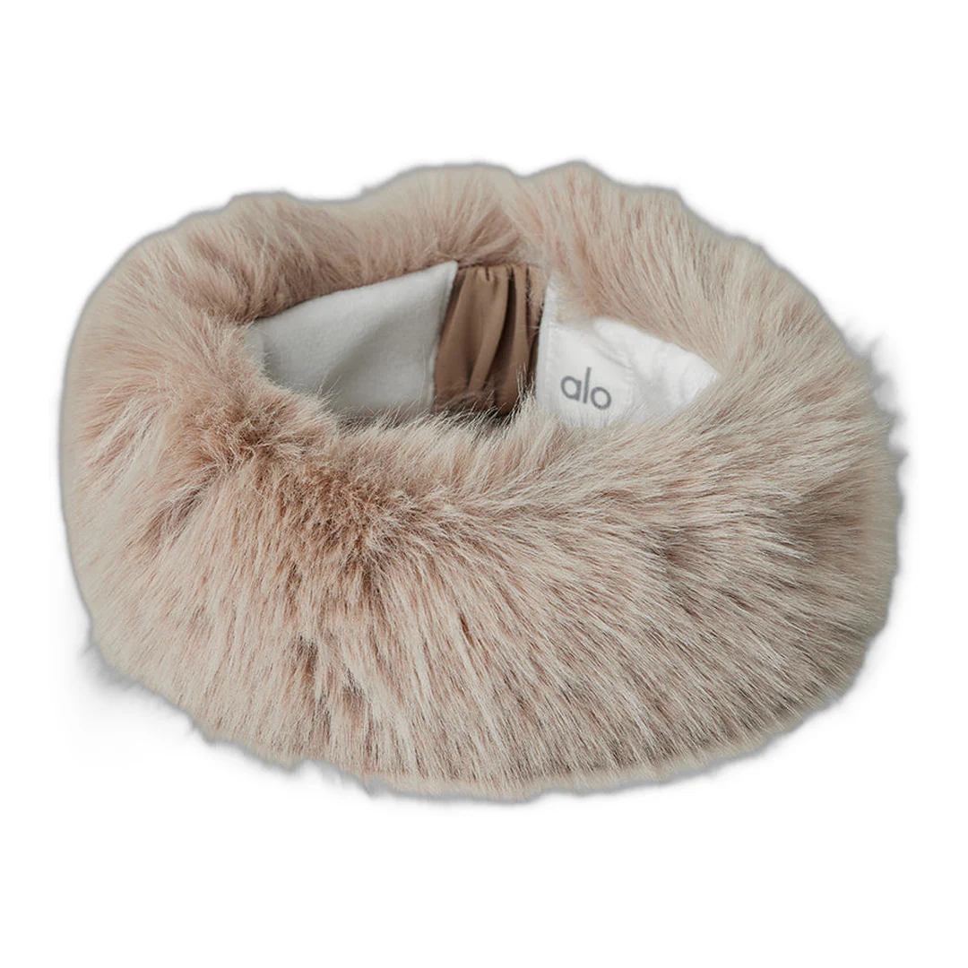 alo Opulent Faux Fur Wintersun Headband - Oat - Image 2