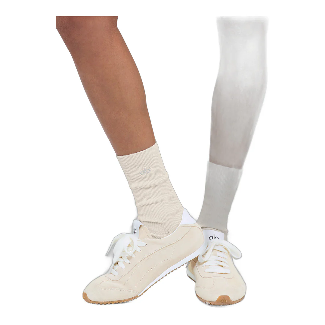 alo Unisex Half-Crew Understated Sock - Bone - Image 2