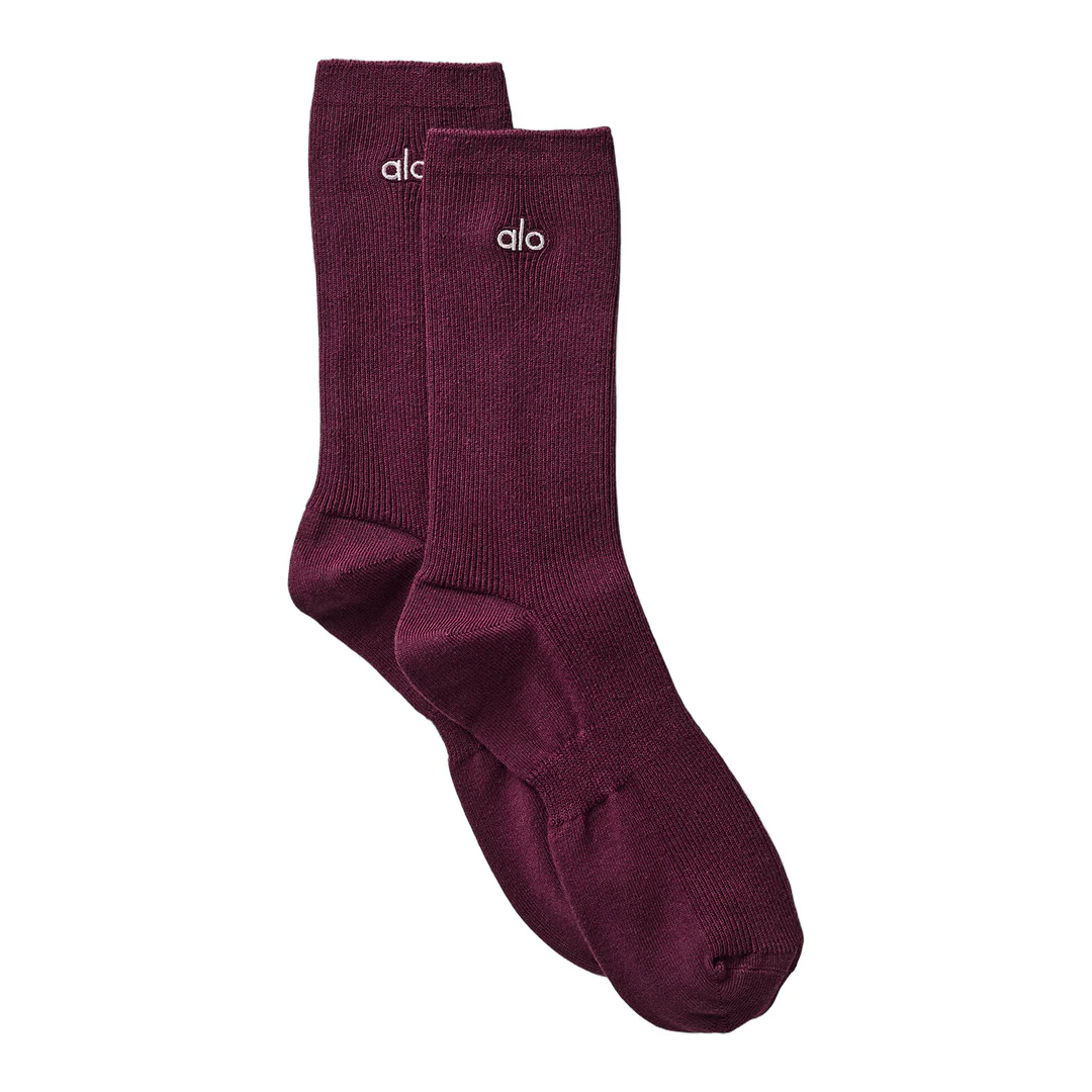 alo Unisex Half-Crew Understated Sock - Burgundy