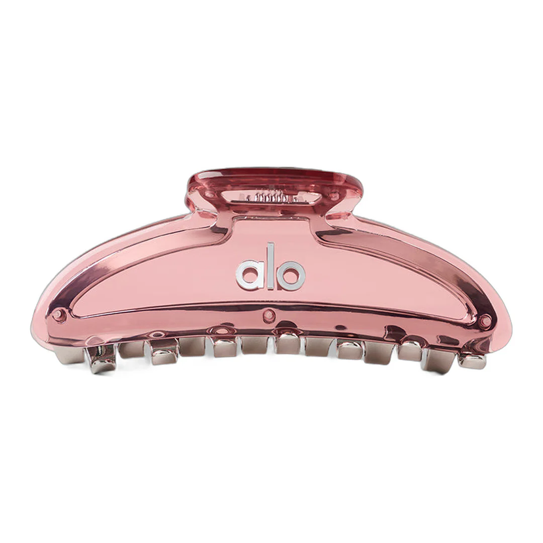 alo Acrylic Illusion Claw Clip - Vintage Pink/Chrome - Image 2