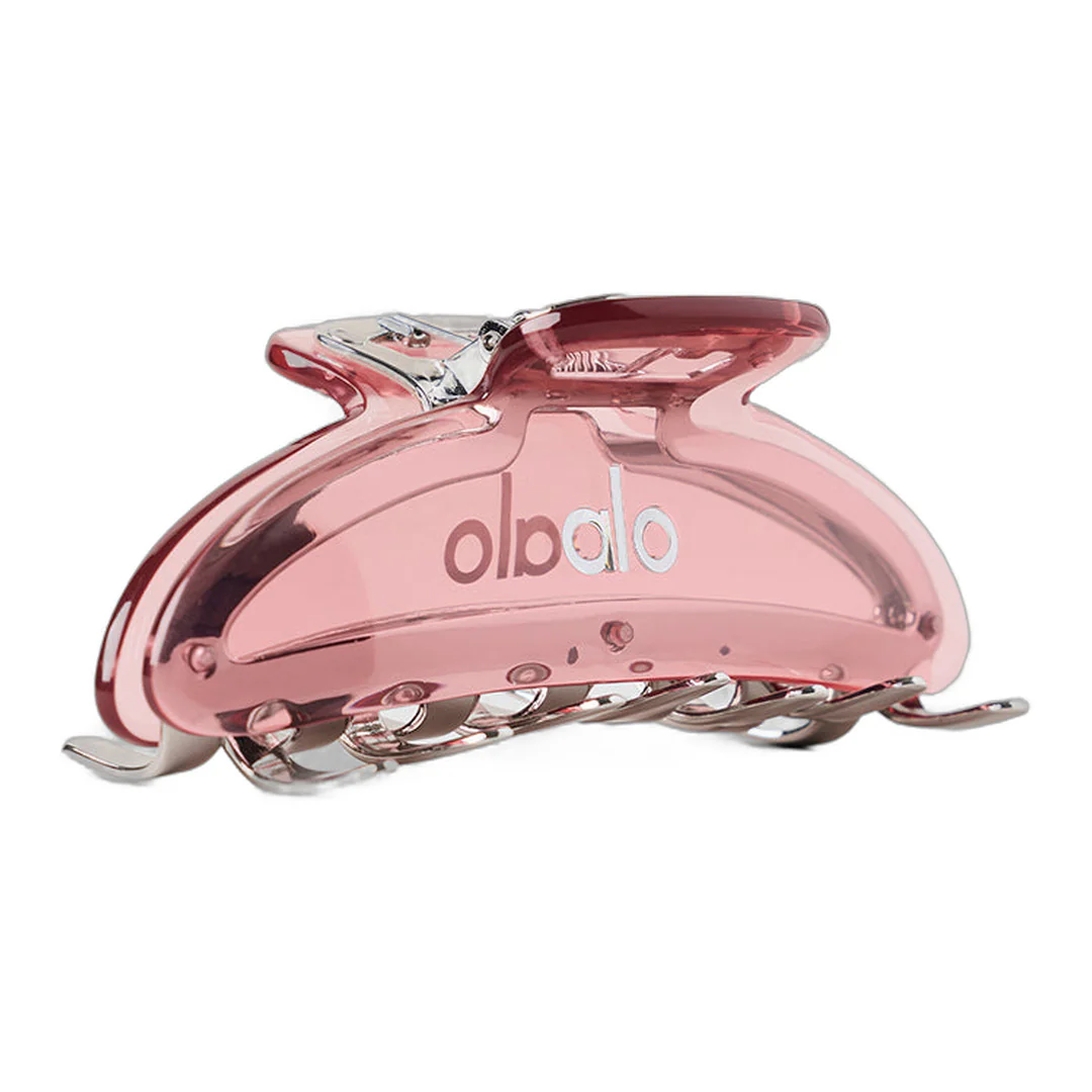 alo Acrylic Illusion Claw Clip - Vintage Pink/Chrome - Image 3