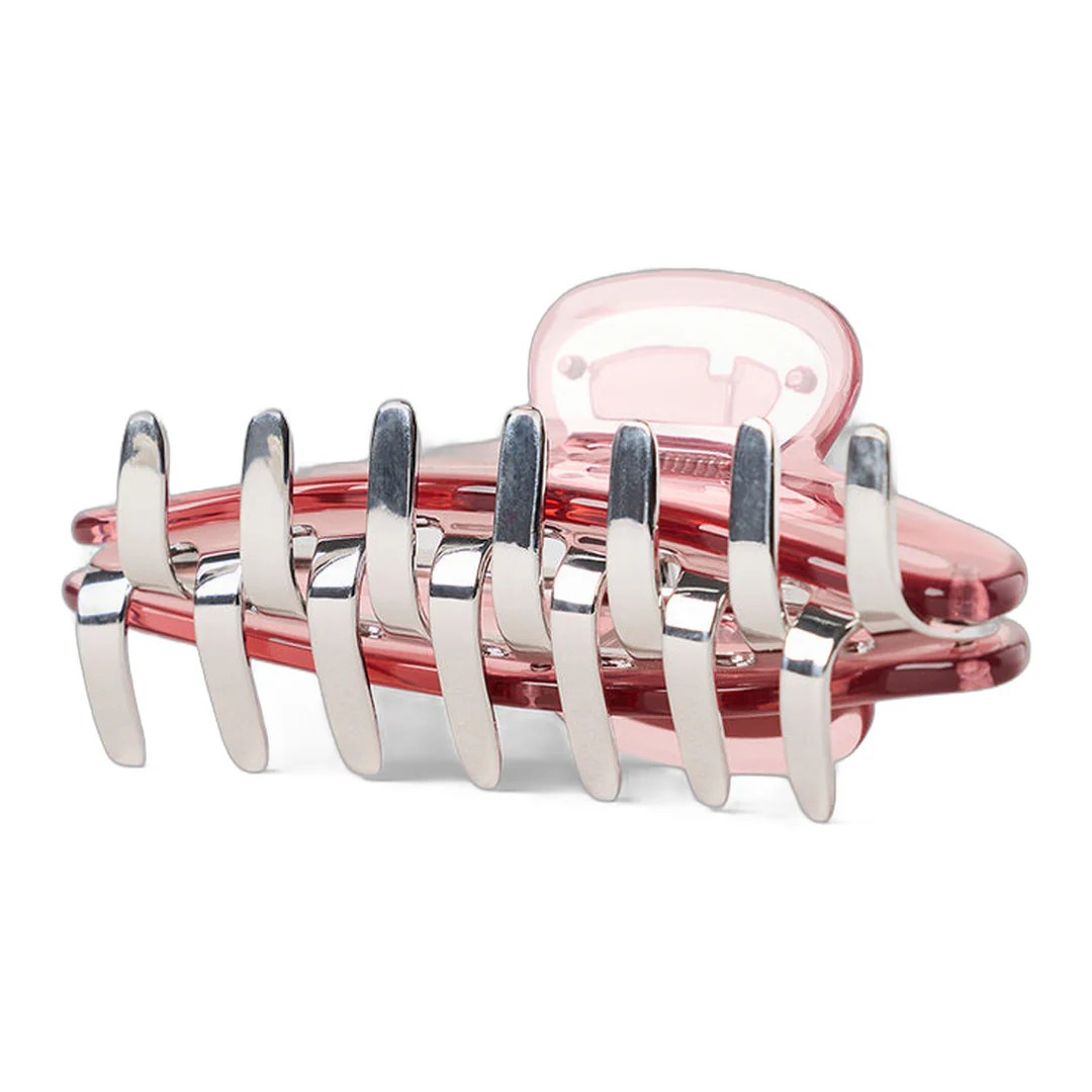 alo Acrylic Illusion Claw Clip - Vintage Pink/Chrome - Image 4