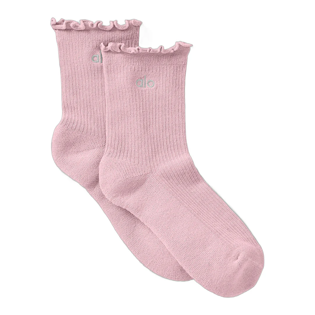 alo Women's Lettuce Edge Sock - Vintage Pink