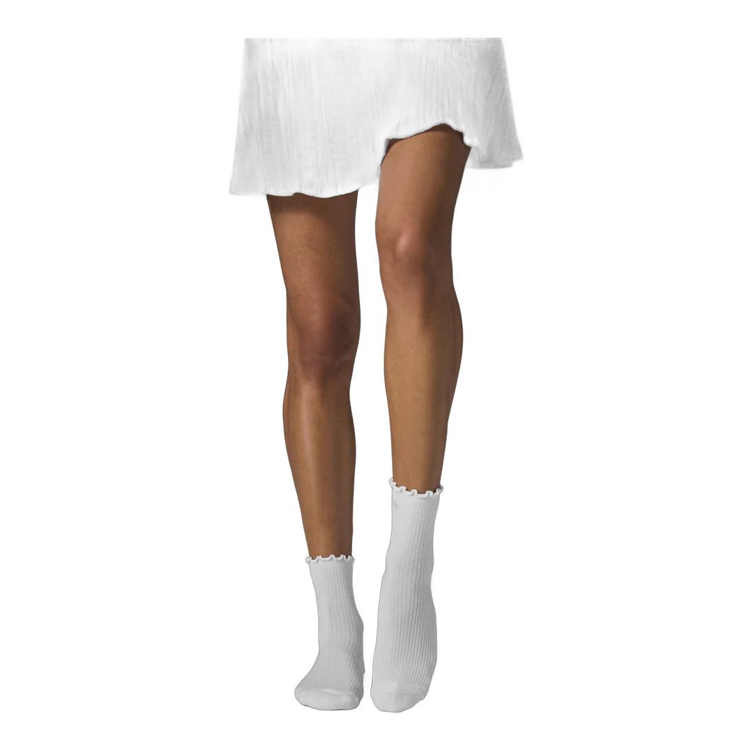 alo Women's Lettuce Edge Sock - White - Image 2