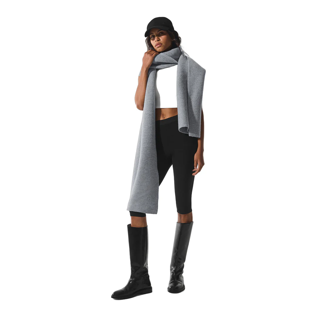 alo Merino Wool Oversized Scarf - Hazy Heather Grey - Image 3