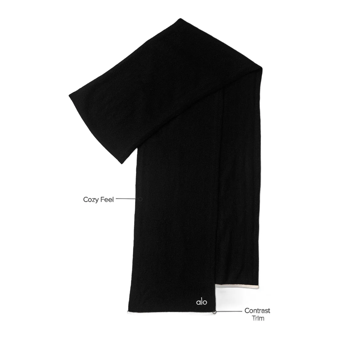 alo Cashmere Light Frosted Scarf - Black/Ivory - Image 2