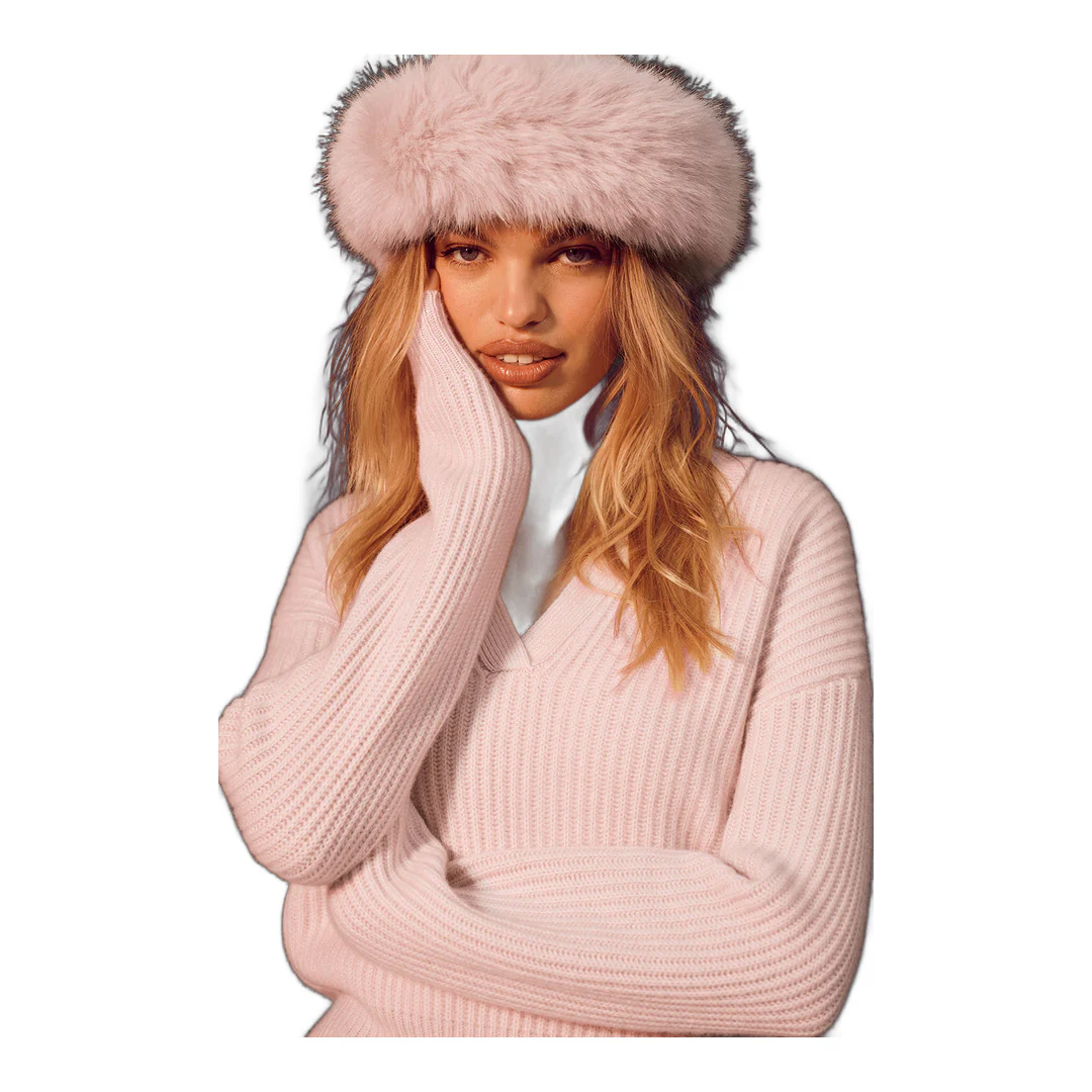 alo Courchevel Cashmere Faux Fur Beanie - Frosted Pink