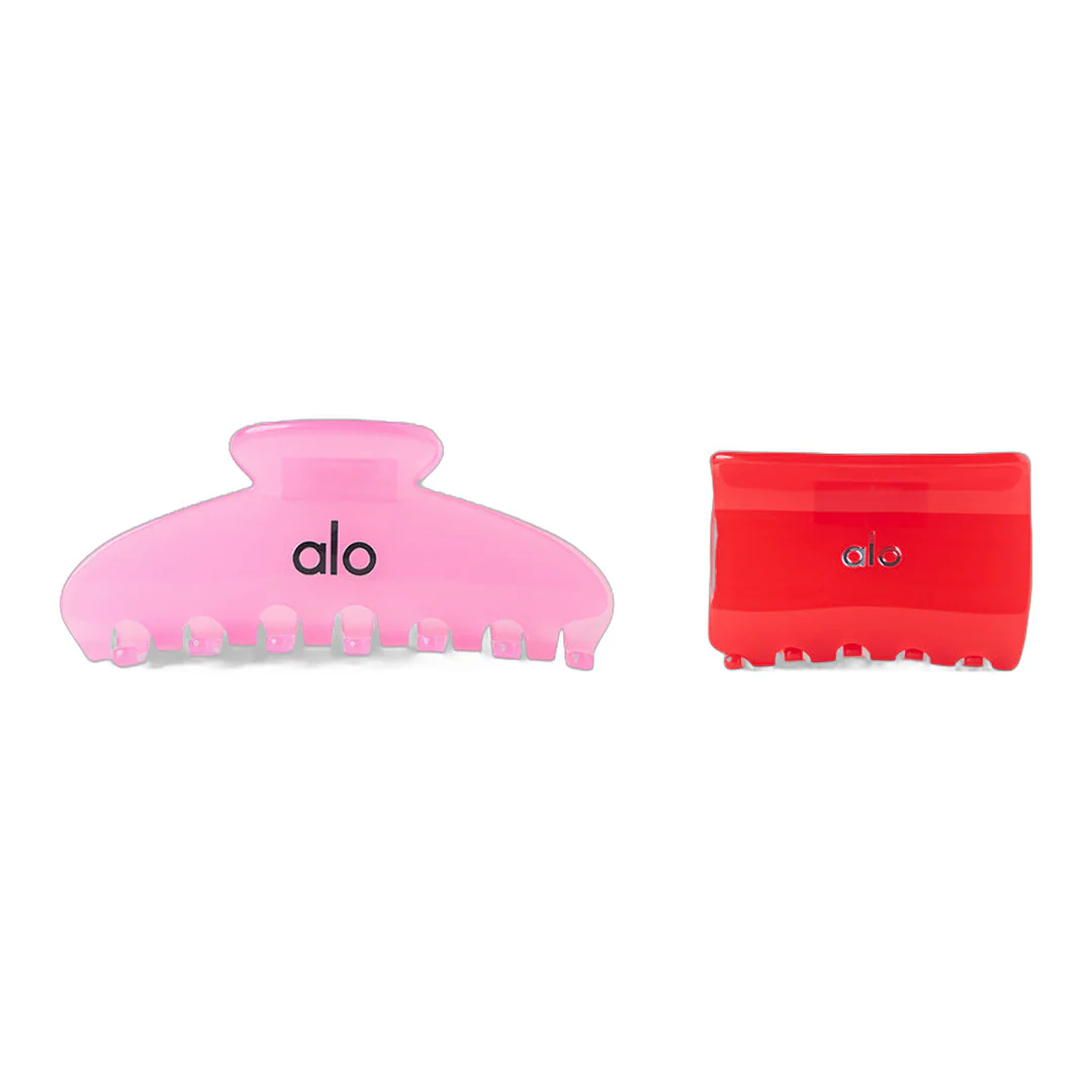 alo Effortless Claw Clip (2-Pack) - Candy Heart Pink/Bright Red