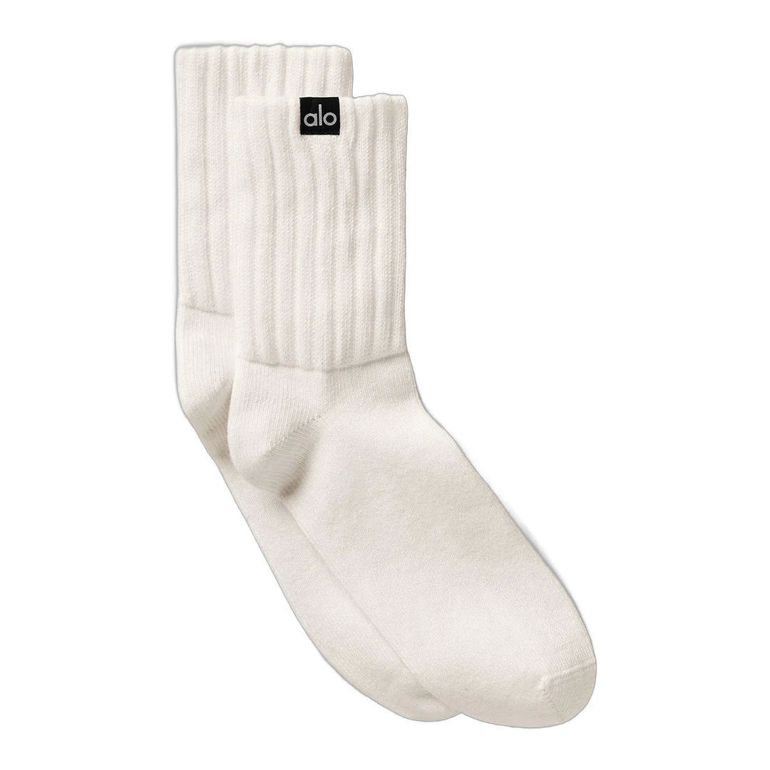alo Unisex Half-Crew Scrunch Sock - Ivory