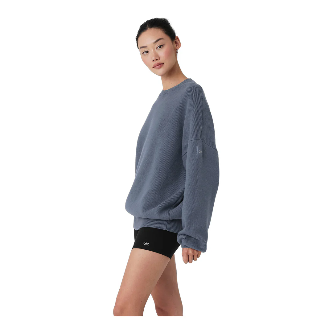 alo Scholar Crew Neck Sweater - Bluestone - Image 3