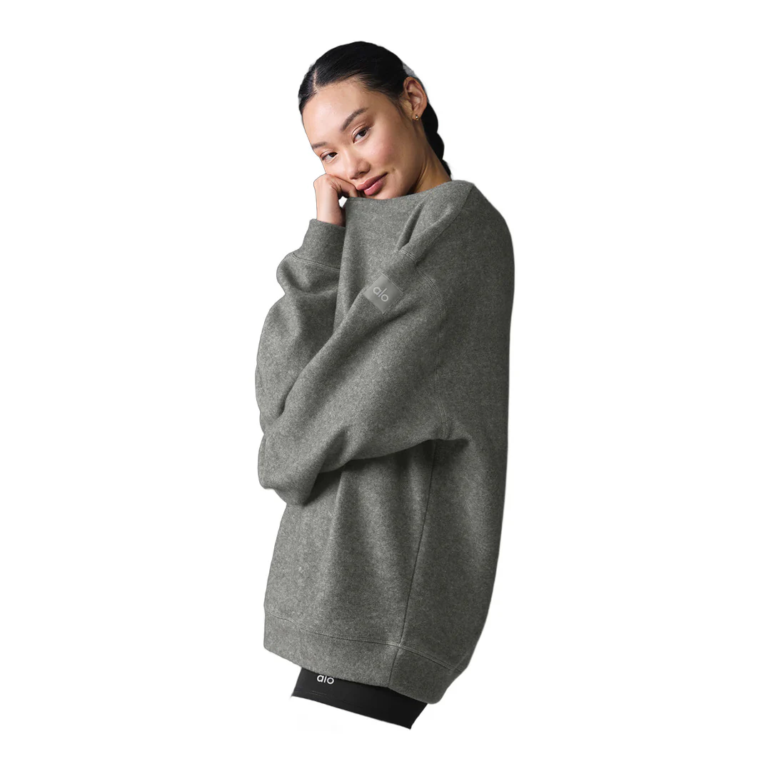 alo Triumph Restore Crew Neck Sweatshirt - Grey Triblend - Image 3