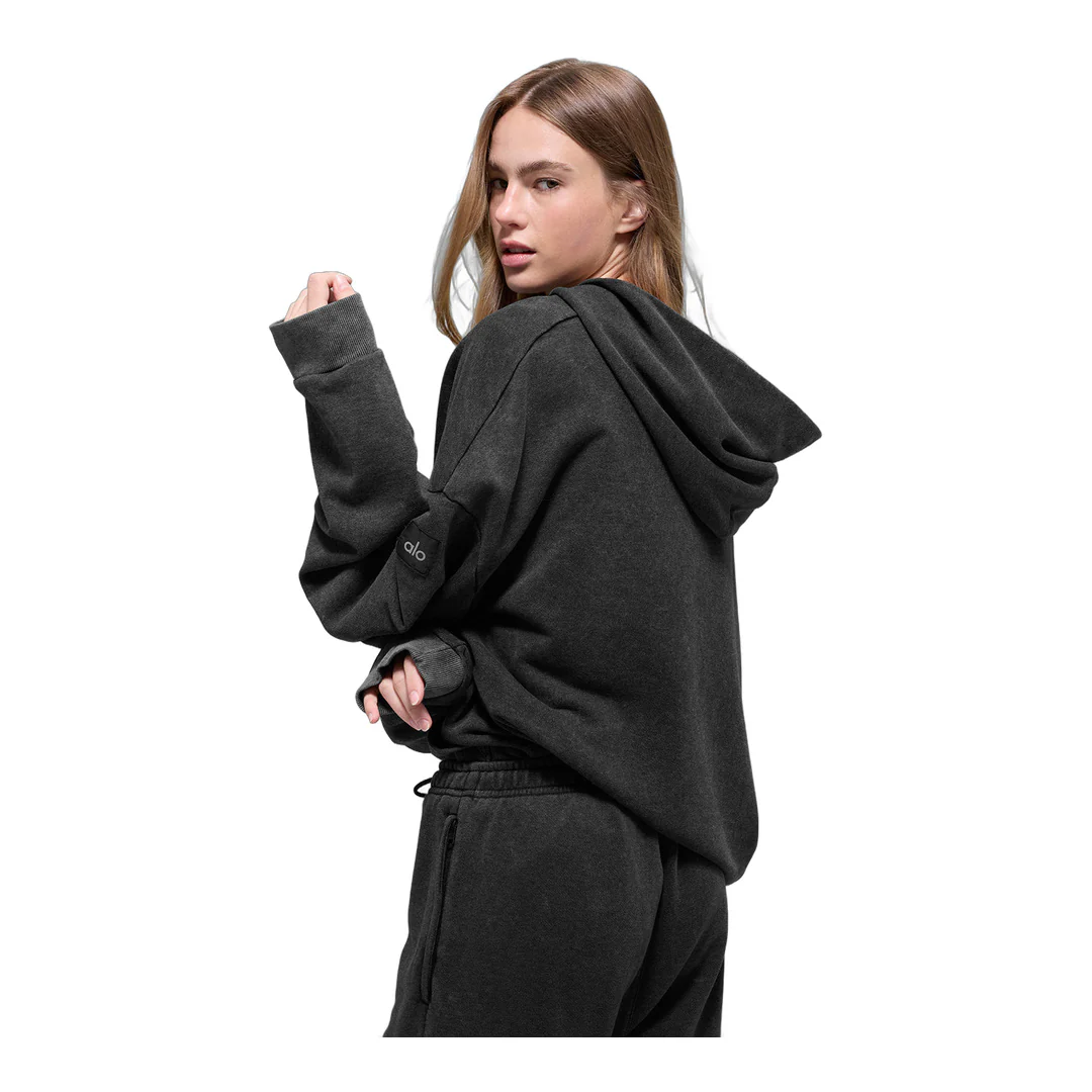 alo Chill Vintage Wash Hoodie - Black Wash - Image 2