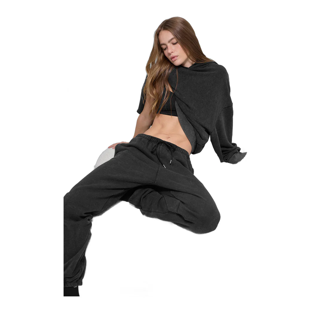 alo Chill Vintage Wash Hoodie - Black Wash - Image 4
