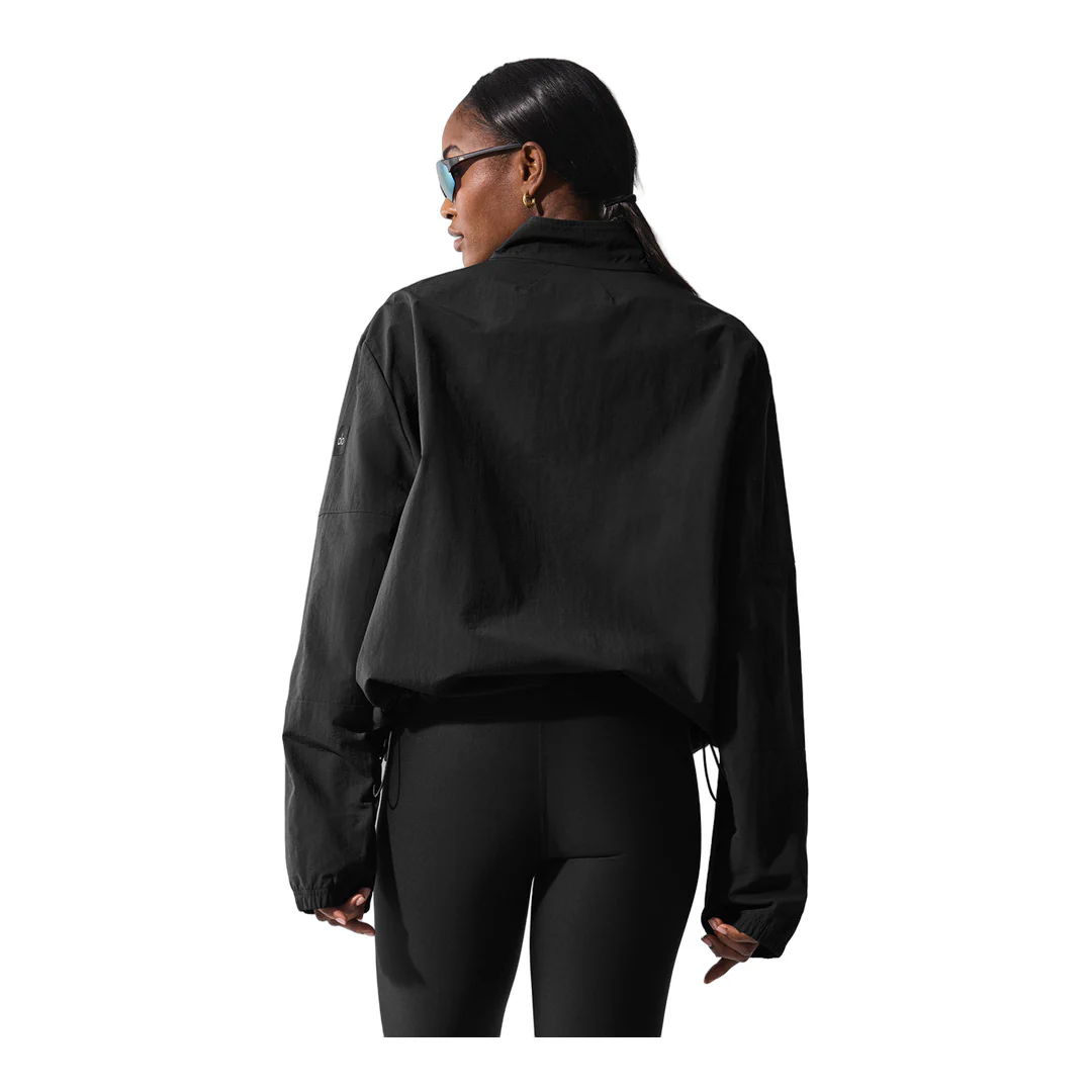 alo Light Weight Takeaway Track Pullover - Black - Image 2