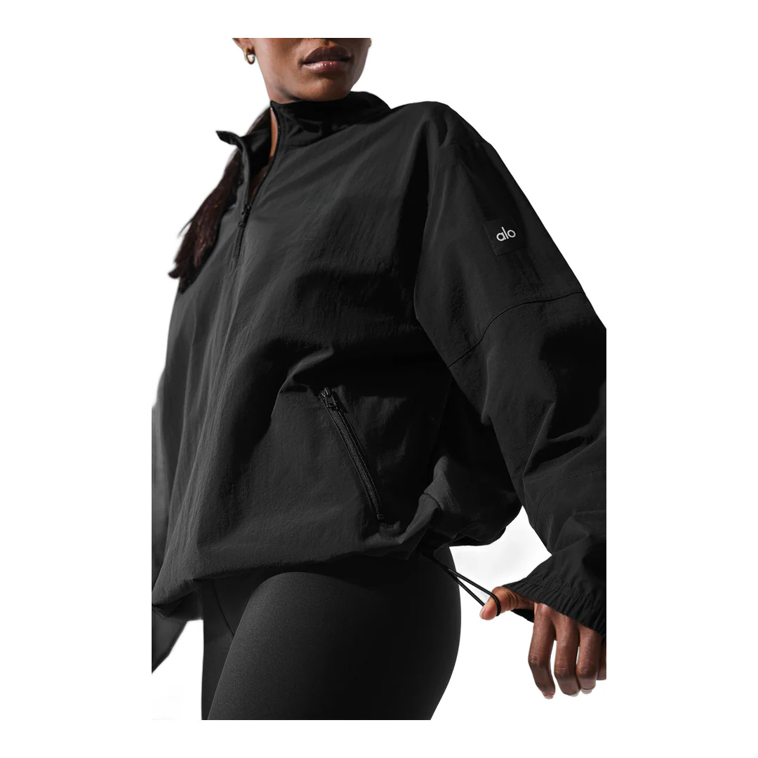alo Light Weight Takeaway Track Pullover - Black - Image 3