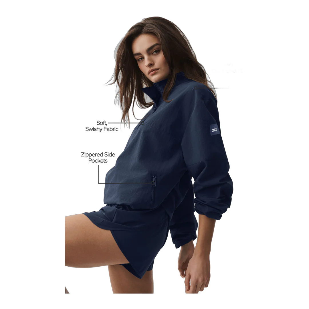 alo Light Weight Takeaway Track Pullover - Navy - Image 2