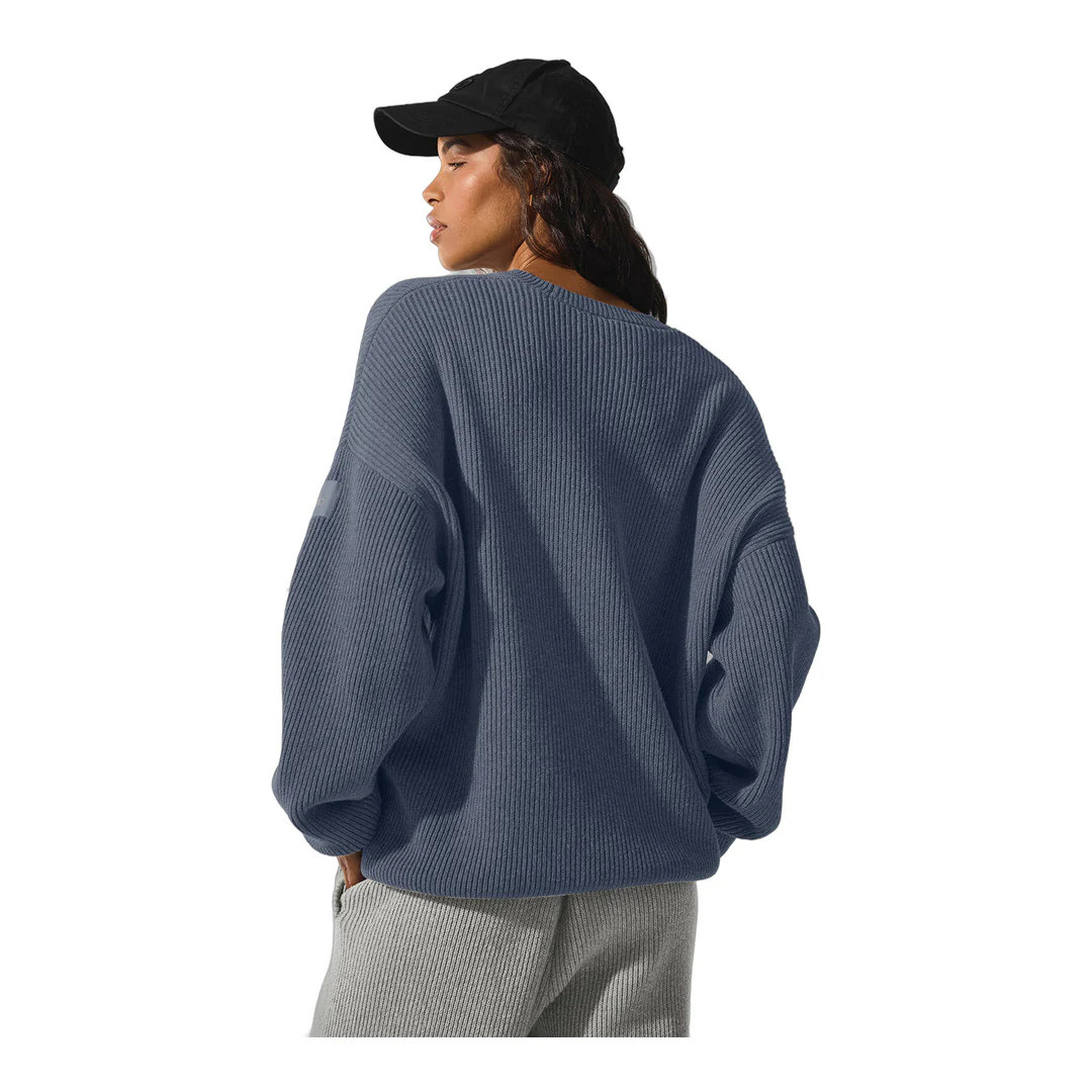 alo Domain Rib Knit Crew Sweater - Bluestone - Image 2