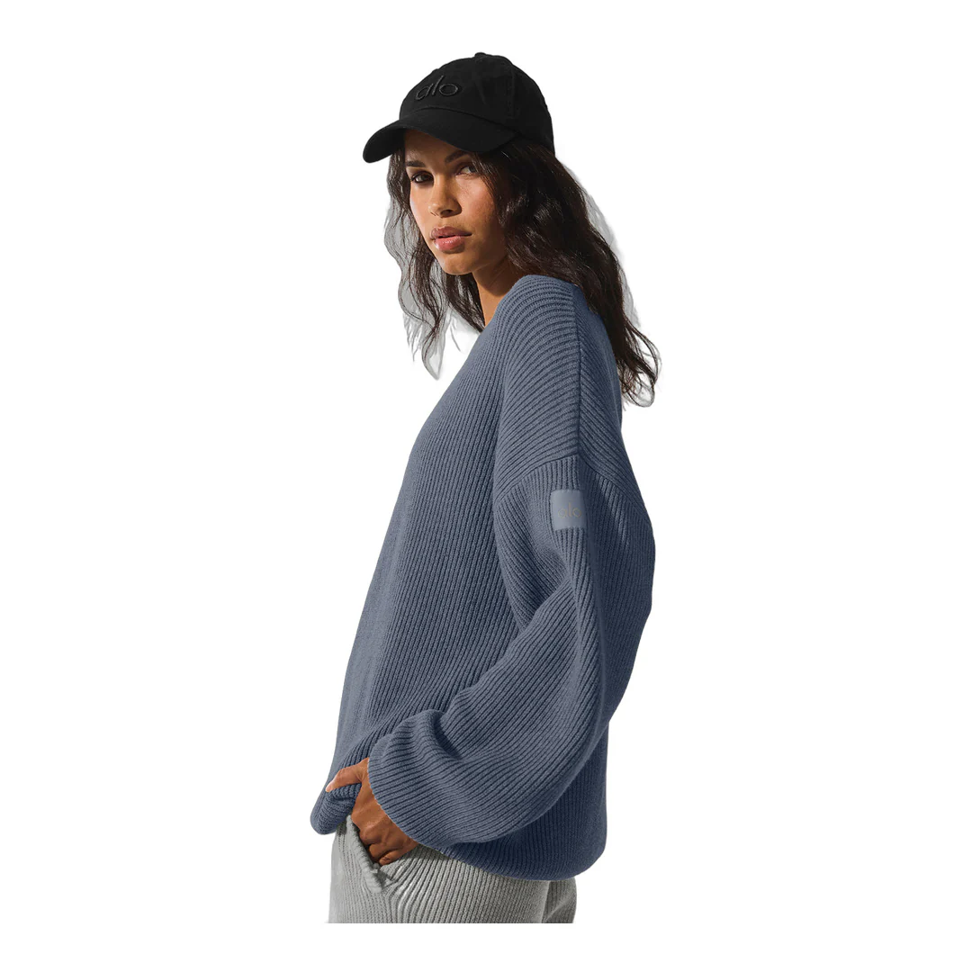 alo Domain Rib Knit Crew Sweater - Bluestone - Image 3
