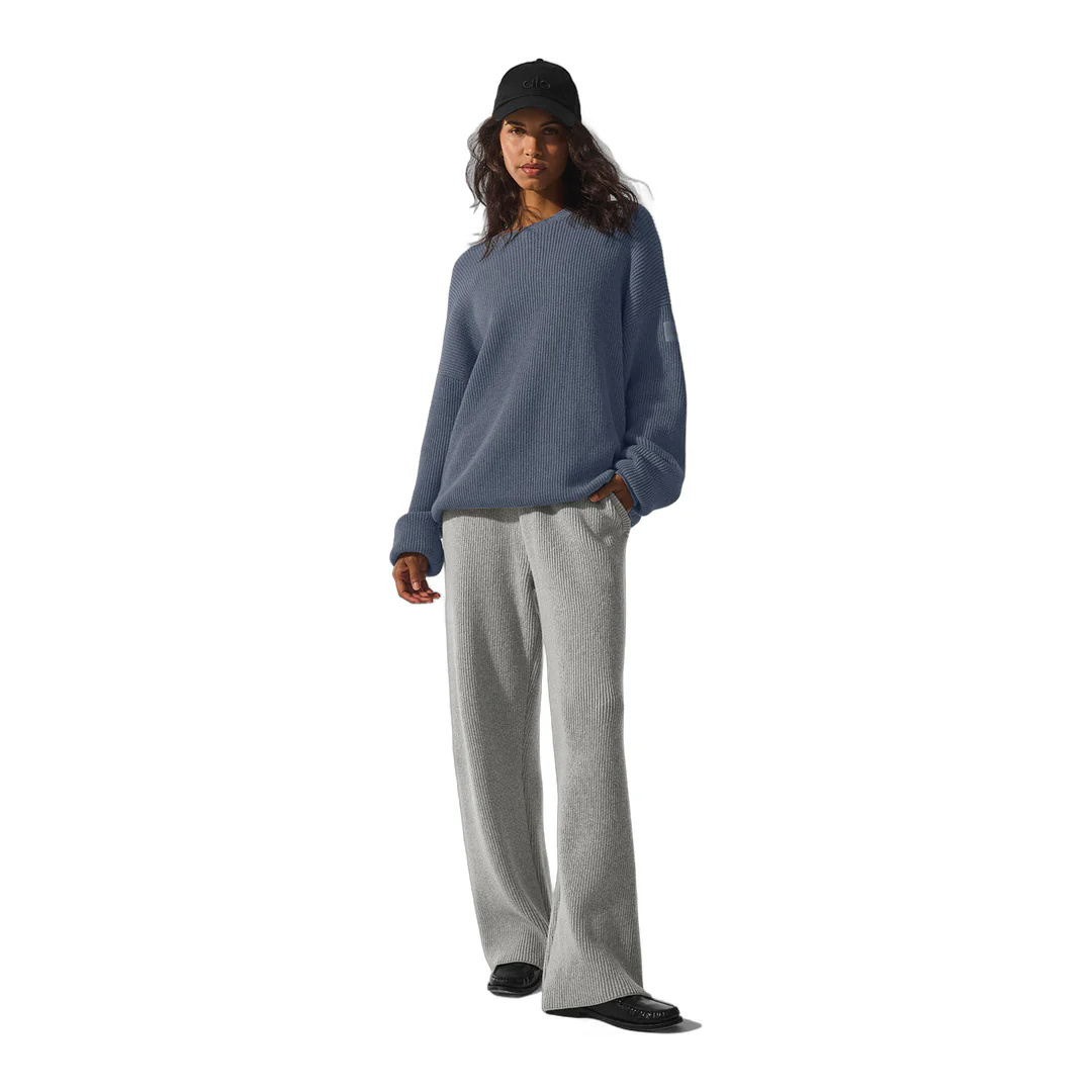 alo Domain Rib Knit Crew Sweater - Bluestone - Image 4