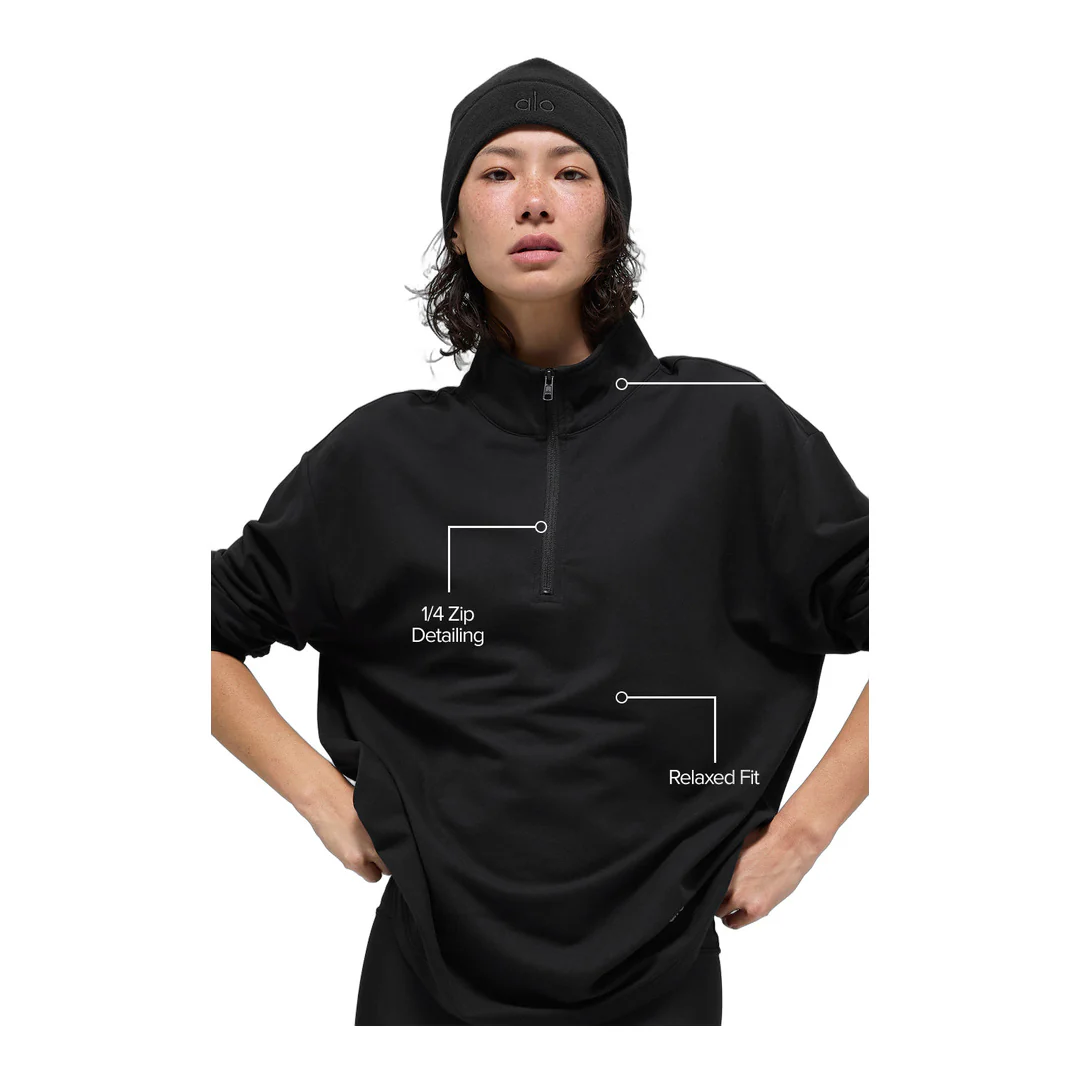 alo Double Take Long Sleeve 1/4 Zip - Black - Image 2