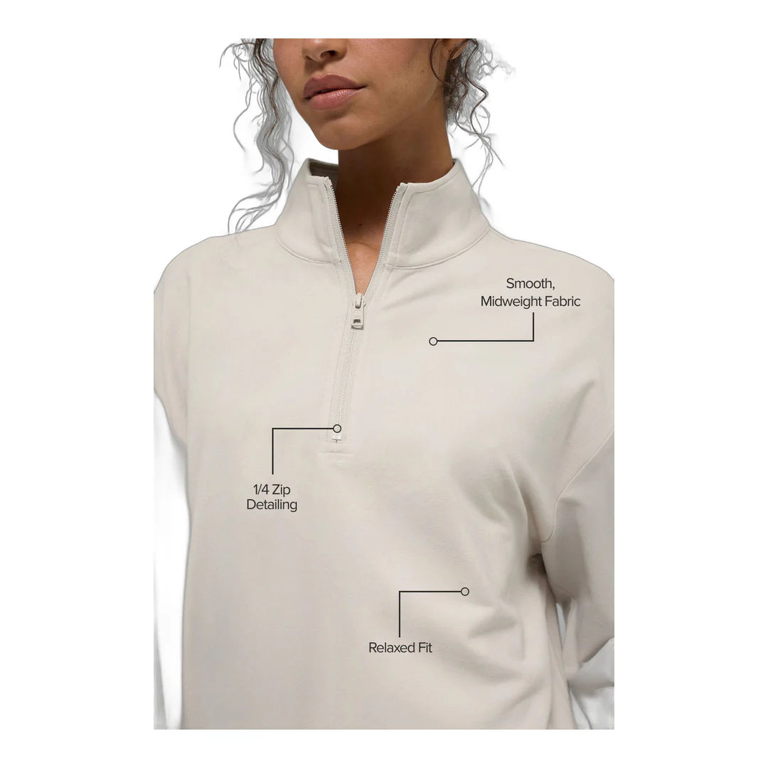 alo Double Take Long Sleeve 1/4 Zip - Bone - Image 2