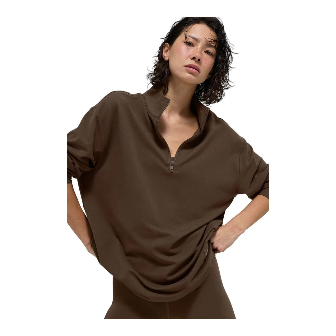 alo Double Take Long Sleeve 1/4 Zip - Espresso