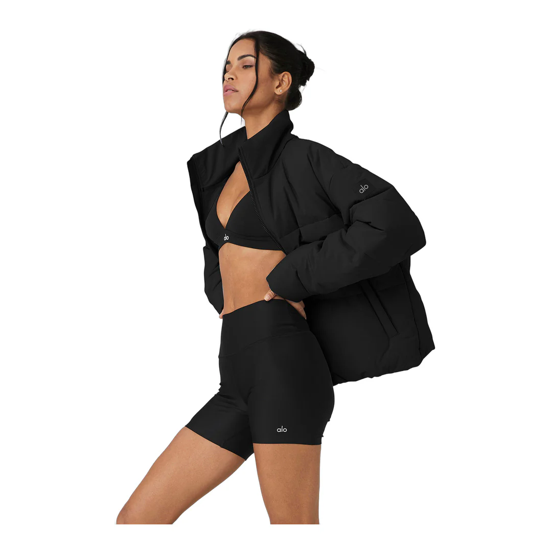 alo Stretch Woven Street Puffer - Black - Image 3