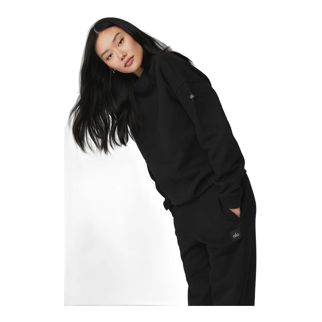 alo Renown Heavy Weight Crew Neck Pullover - Black - Image 3