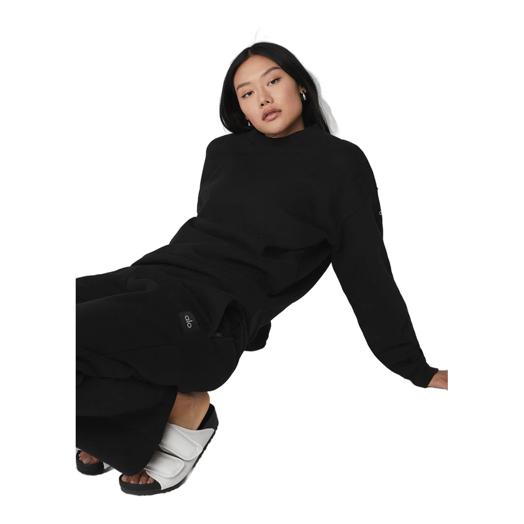 alo Renown Heavy Weight Crew Neck Pullover - Black - Image 4