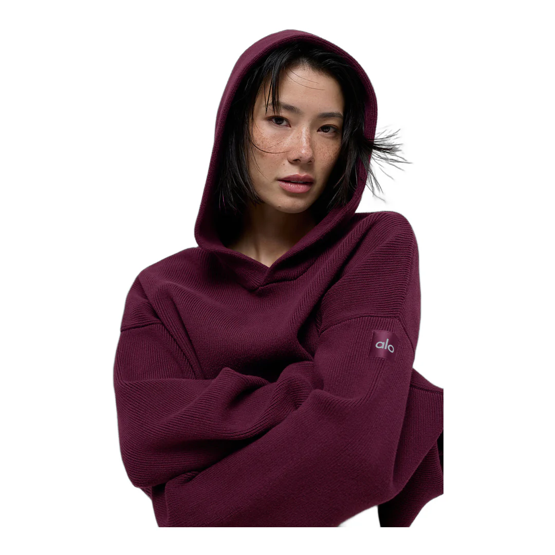 alo Scholar Hooded Sweater - Burgundy - Image 3