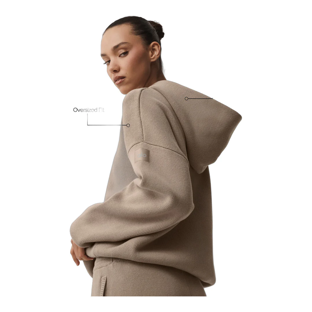 alo Scholar Hooded Sweater - Gravel - Image 2
