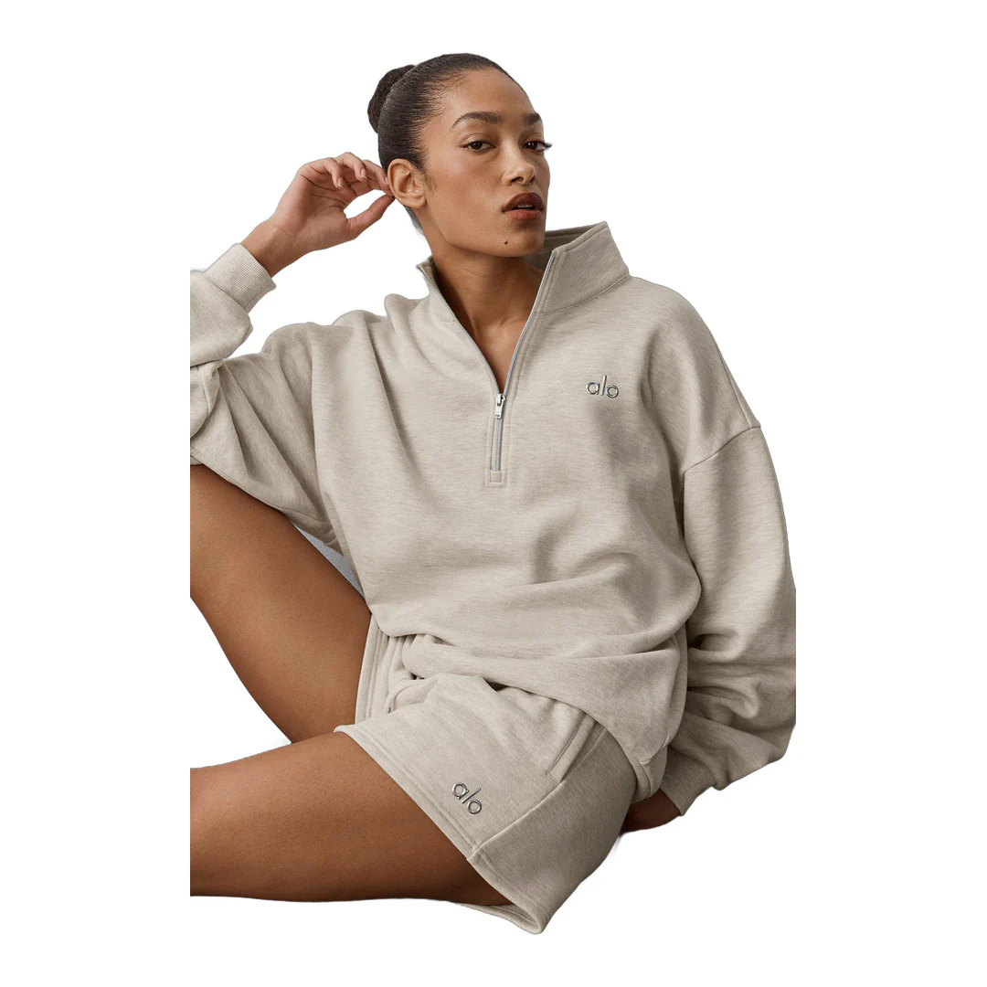 alo Accolade 1/4 Zip Pullover - Oatmeal Heather - Image 3