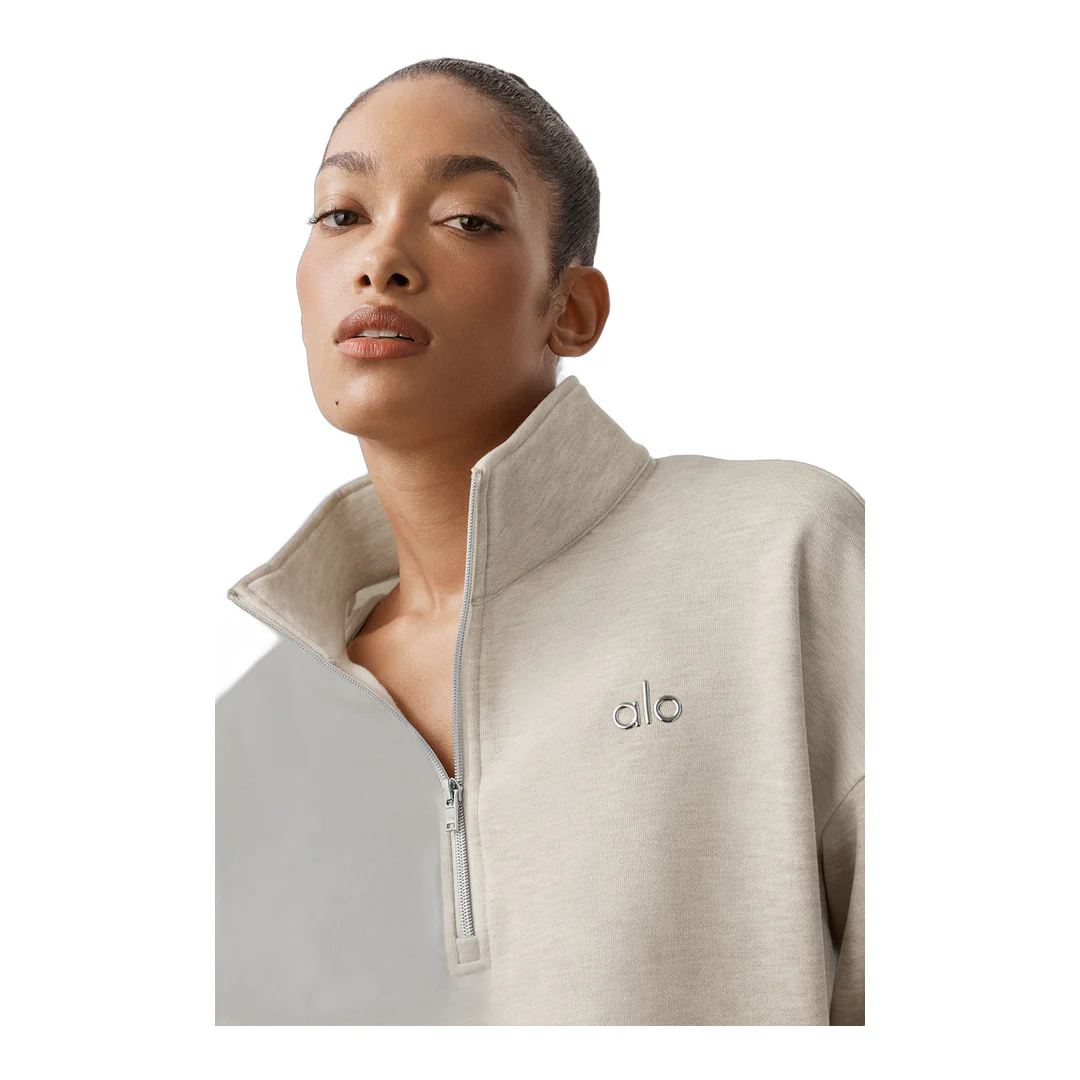 alo Accolade 1/4 Zip Pullover - Oatmeal Heather - Image 4
