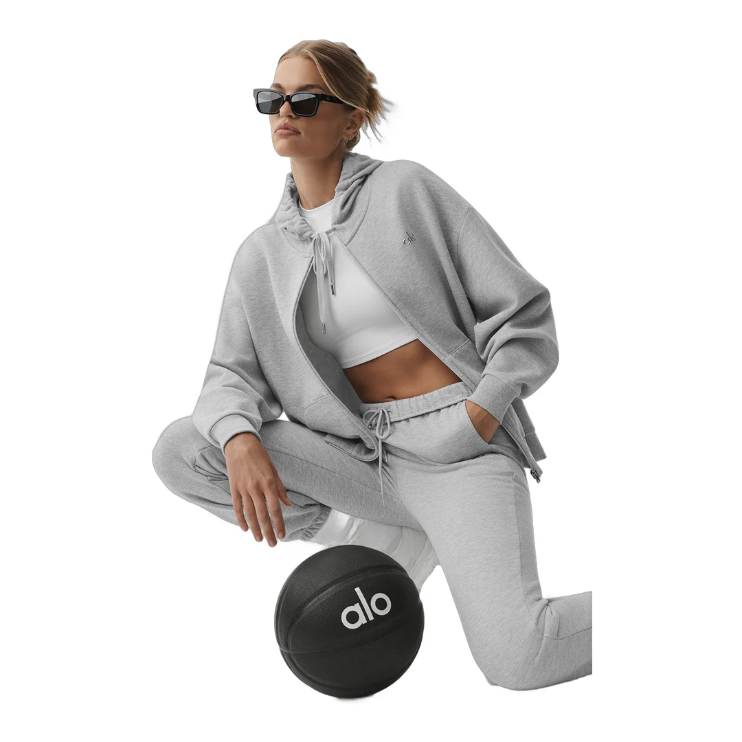 alo Accolade Full Zip Hoodie - Athletic Heather Grey - Image 3