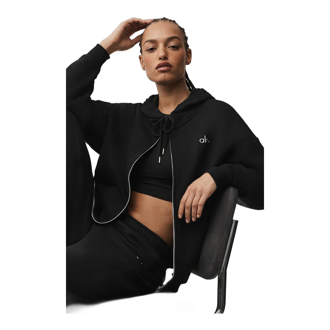 alo Accolade Full Zip Hoodie - Black - Image 4