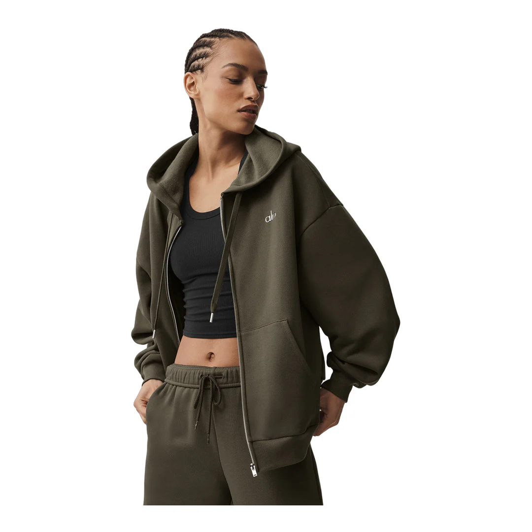 alo Accolade Full Zip Hoodie - Olive Tree - Image 3
