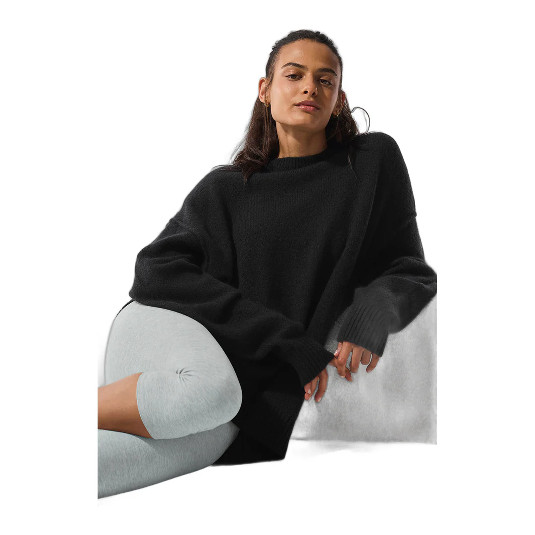 alo Unisex Wool Cashmere New Class Crewneck Sweater - Black - Image 5