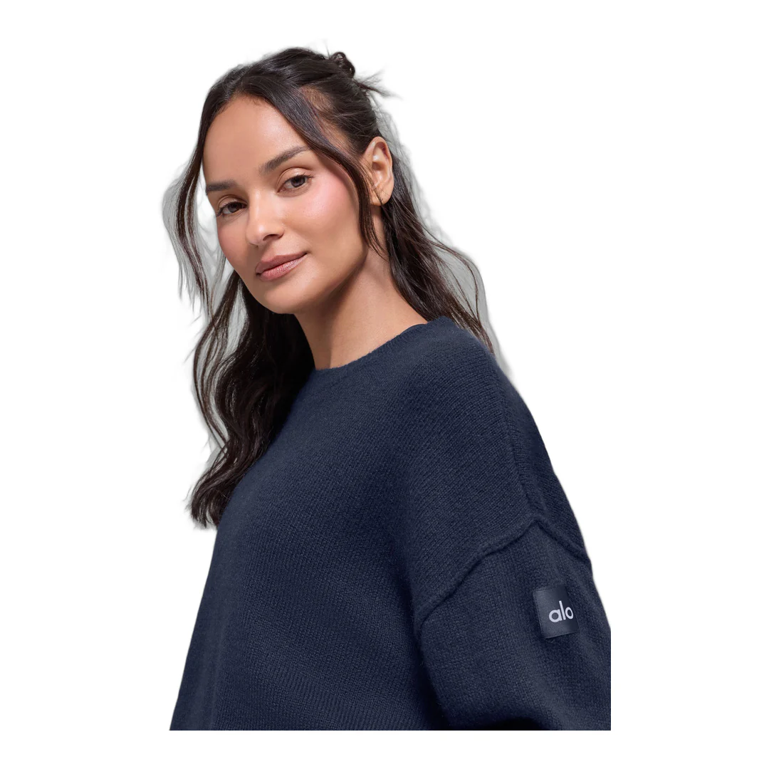 alo Unisex Wool Cashmere New Class Crewneck Sweater - Navy - Image 2